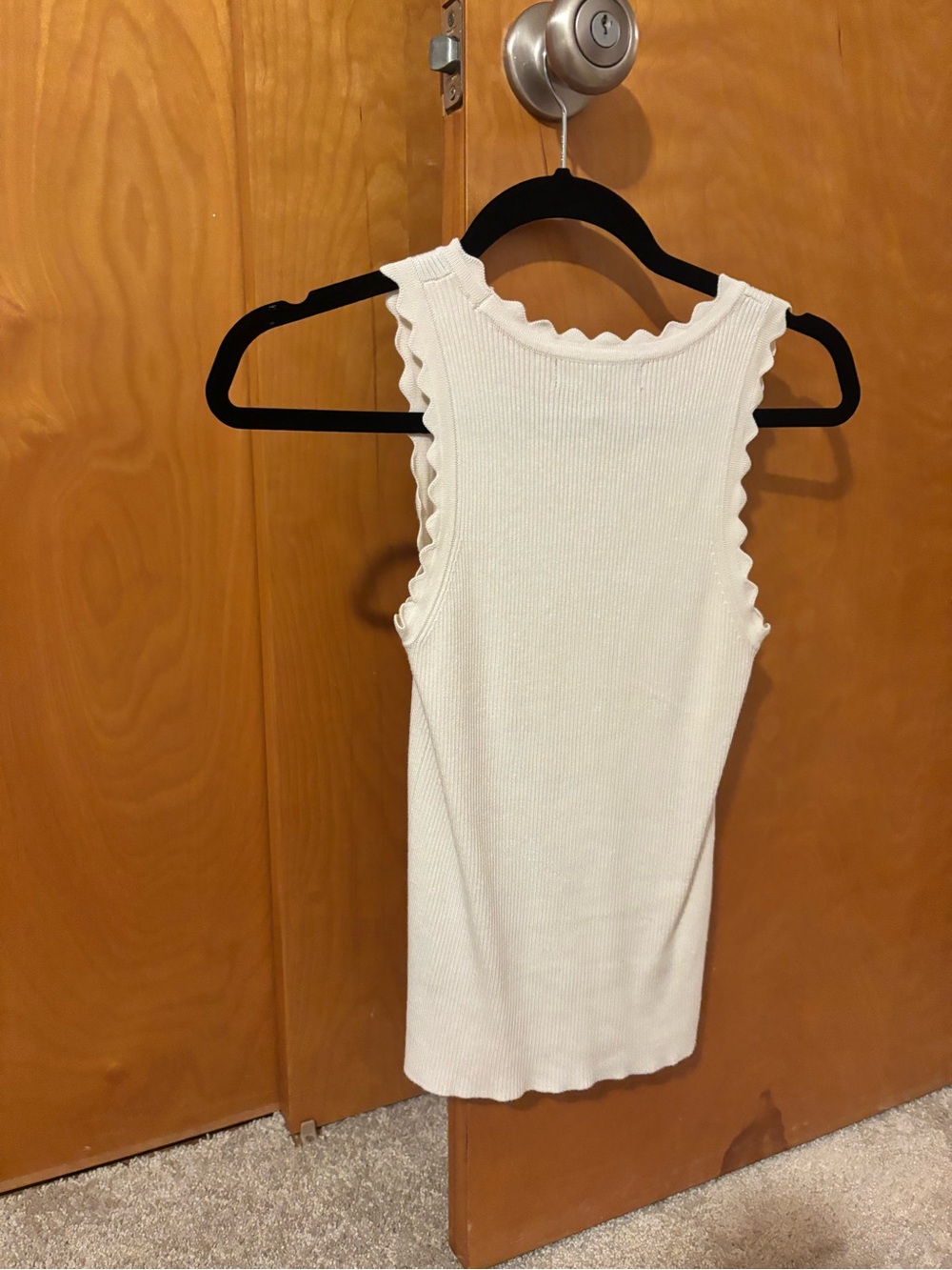 Marled Cream Ribbed Scallop-Edge Tank - Picture 3 of 3